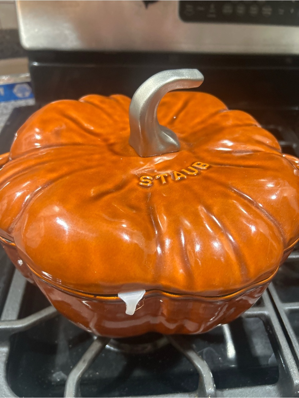 Staub Orange Pumpkin Cocotte with Silver Stem